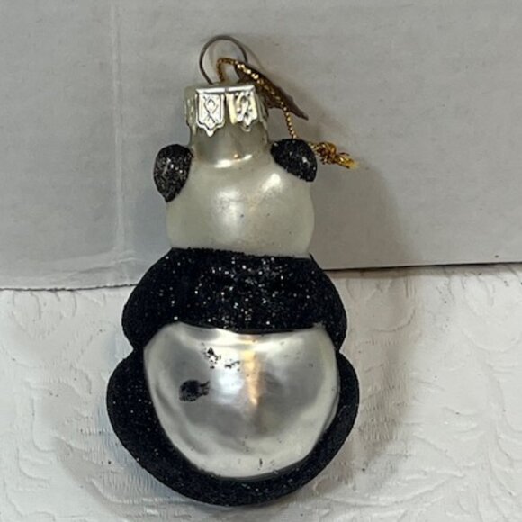 VTG Glitter Panda Bear Holiday Christmas Blown Glass Tree Ornament - Picture 2 of 7